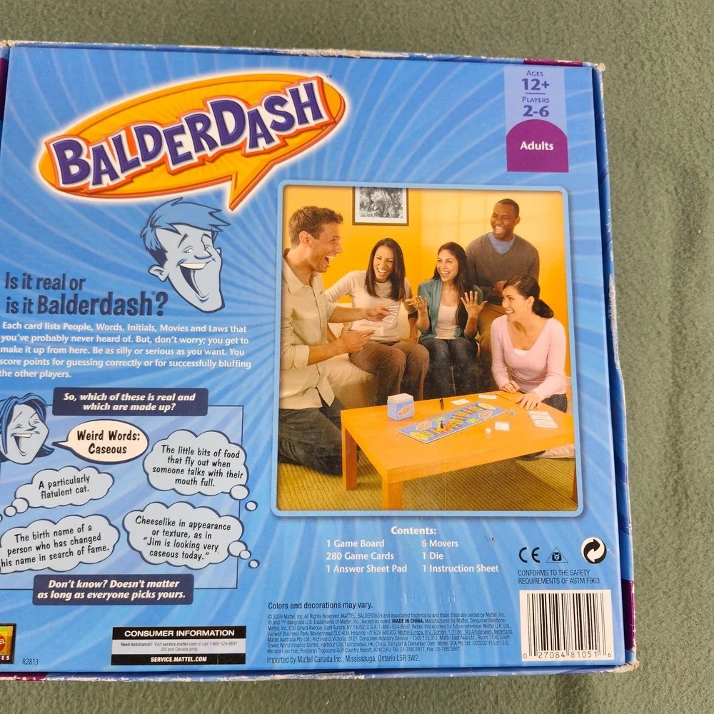 Balderdash Board Game The Hilarious Bluffing Game 2009 Mattel Adult Game